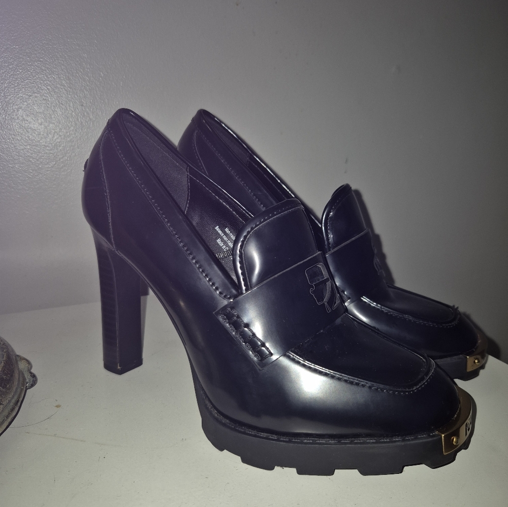 Karl Lagerfeld Black Heels with Chunky Sole